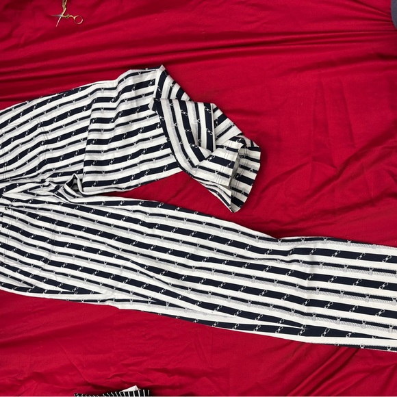 Zara Navy and White Striped Straight Leg Jeans - Picture 5 of 5